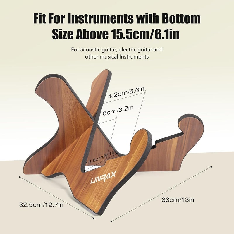LINRAX GS2 Guitar Stand Floor, Universal Wooden Stand, Guitar Holder with Soft Rubber for Acoustic Guitar Classical Guitar Electric Guitar Bass Ukulele Violin Banjo Mandolin, Guitar Accessories - Image 2